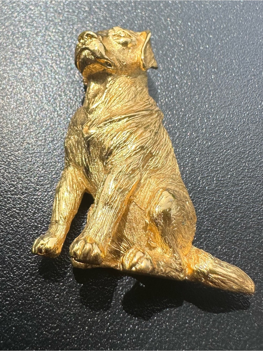Vintage Crown Trifari gold-tone dog brooch
